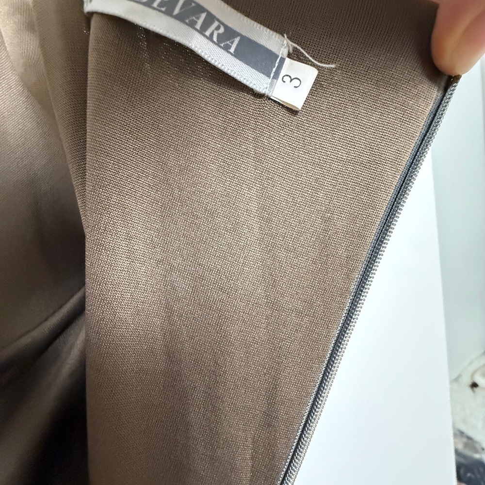 Elegant One-Shoulder Dress in Taupe - Picture 10 of 13